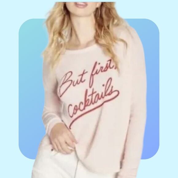 Wildfox But First Cocktails Sweatshirt S M NWT NEW - Picture 1 of 8
